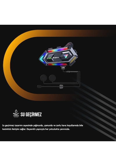 Y20 Max Motorsiklet Intercom Su Geçirmez Kask 2 Kişi Telsiz Bağlantılı Intercom Rgb Intercom