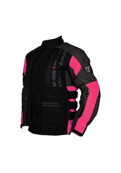 Venom Motosiklet Montu Women Tourex 4 Mevsim Ce Sertifikalı Touring Long Motor Lady Mont Siyah-pembe Çok Renkli