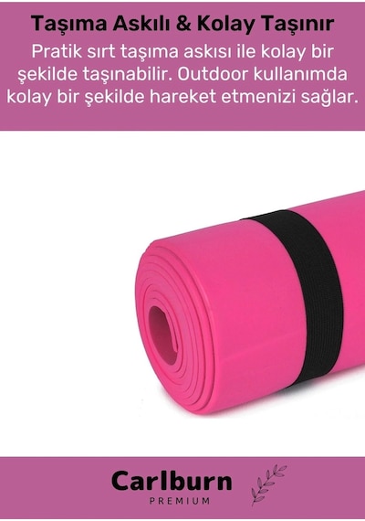 Premium Su Geçirmez Konforlu Taşıma Askılı Çift Taraflı Zemin Çadır Uyku Kamp Matı Yer Minderi 10 Mm Pembe