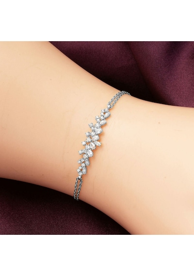 Bilezikci Modern Tasarım 14 Ayar Beyaz Altın Hanımeli Set Stpj34133