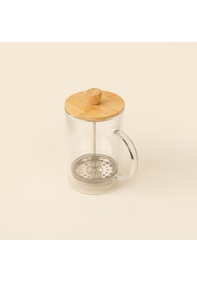 Azir Çift Cidarlı French Press - Şeffaf / Açık Kahverengi - 800 Ml Çok Renkli
