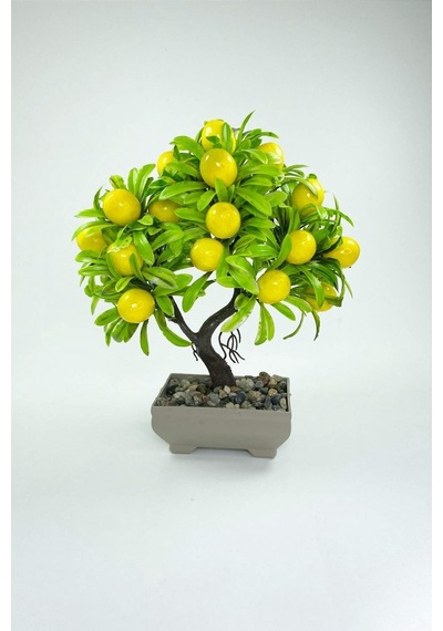 Dekor Ağaç Limon Ağacı Saksılı Dekoratif Ağaç Biblo 24x13 Cm 41bordocipsobeyaz