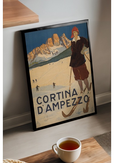 Cortina Siyah Ahşap Çerçeveli Poster, Dekoratif Seyahat Duvar Tablosu