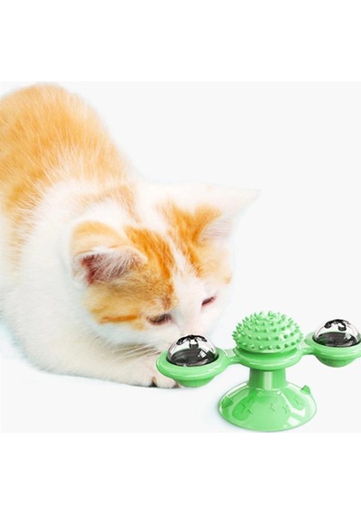 Biishe Pet Malzemeleri Vantuzlu Fırıldak Toplu Dönen Şeffaf Depo Tasarım İnteraktif Kedi Oyuncağı