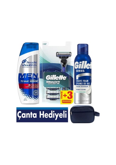 Mach3 Sport 1 Makine+ 3 Yedek Tıraş Bıçağı+200 Ml Köpük +300 Ml Şampuan +çanta