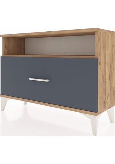 Arges Şifonyer Tek Raflı Tek Çekmeceli 88x30x64 Çam-antrasit Atlas Çam