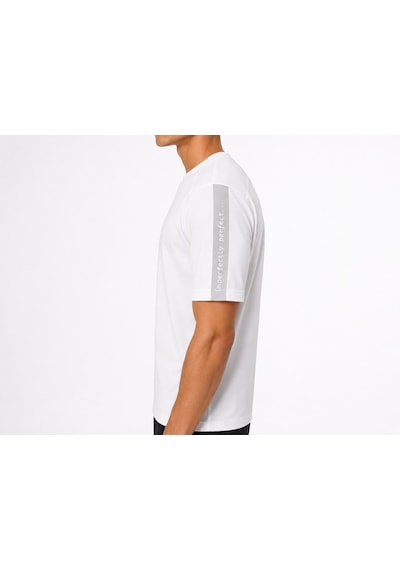 TOMMYLIFE Tommy Life Basic Erkek Tshirt Bisiklet Yaka Kol Detaylı Beyaz 88447