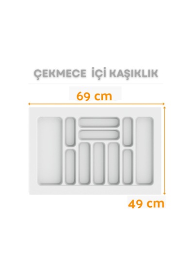 Çekmece İçi Kaşıklık Ve Kepçelik Düzenleyici Beyaz 69x49 Cm 62x40 Cm Kadar Kesilebilir Beyaz