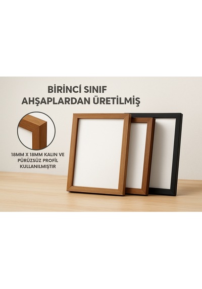 Siyah Boyalı Ahşap Fotoğraf Çerçevesi 15x21 Cm Şık & Dekoratif Masaüstü Kullanım Pürüzsüz Yüzey