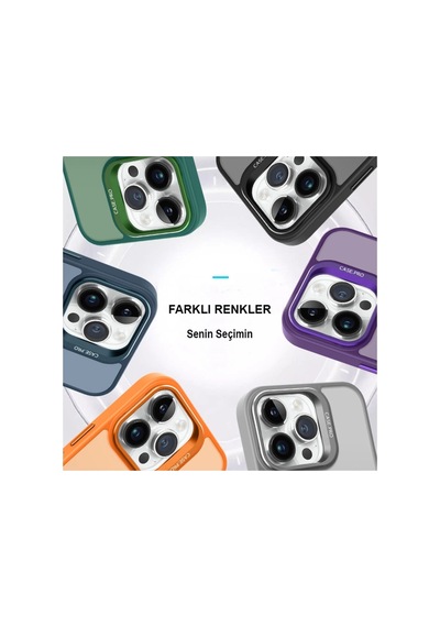 Joko Apple İphone 14 Pro Kılıf Flet Lens Magsafe Kapak - Turuncu 0.2M-Çok Renkli