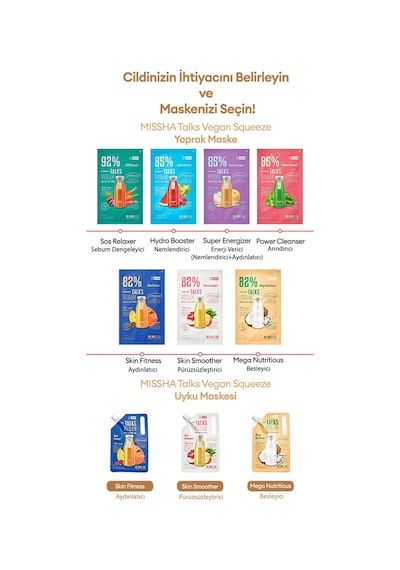 Missha Besleyici&Aydınlatıcı Vegan Uyku Maskesi10g Talks Vegan Squeeze Pocket Sleeping Mask Mega Nutritious