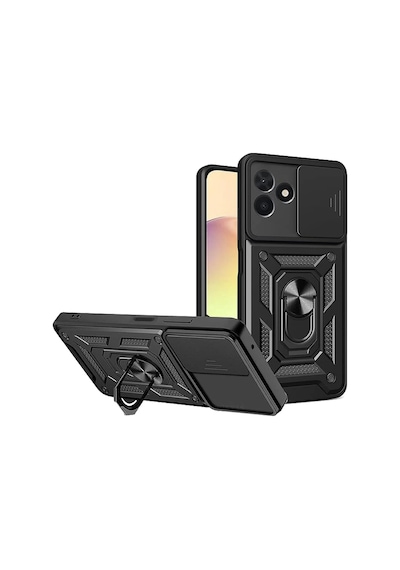 Uryport Realme C53 Kılıf Pars Lens Yüzüklü Silikon - Siyah