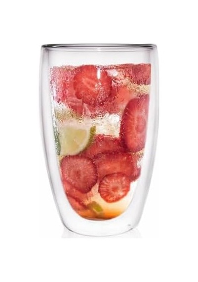 Çift Cidarlı Cam Kupa Ev Ofis Fincanı Isı Yalıtımlı Kulplu Cam Bardak 2 Adet 500 Ml Açık Ahşap