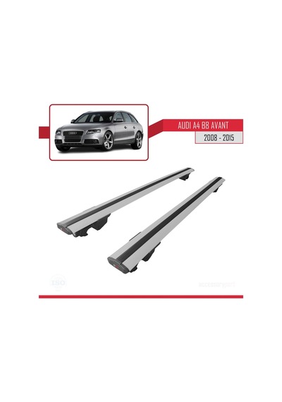 Audi A4 B8 Avant 2008-2015 Arası İle Uyumlu Hook Model Anahtar Kilitli Ara Atkı Tavan Barı Gri
