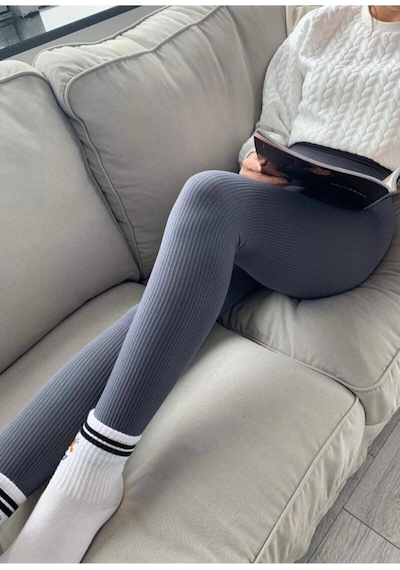 Ladymina Pijama Kadın Antrasit Ladymina Yüksek Bel Dikişsiz Fitilli Taytantrasitl/Xl Antrasit