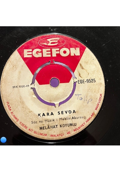 Melahat Koyuncu - Kara Sevda / Ayrı Düştüm Ben Yuvamdan Egefon 45'lik Plak