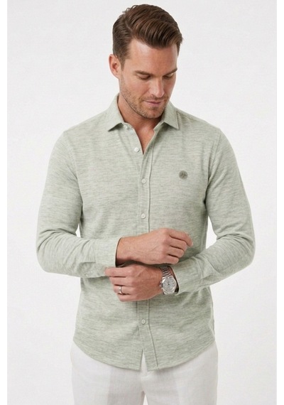 Rizzup Yeşil Slim Fit Çizgili %100 Pamuk Erkek Gömlek Nefes Alan Şık Günlük Gömlek 2602626