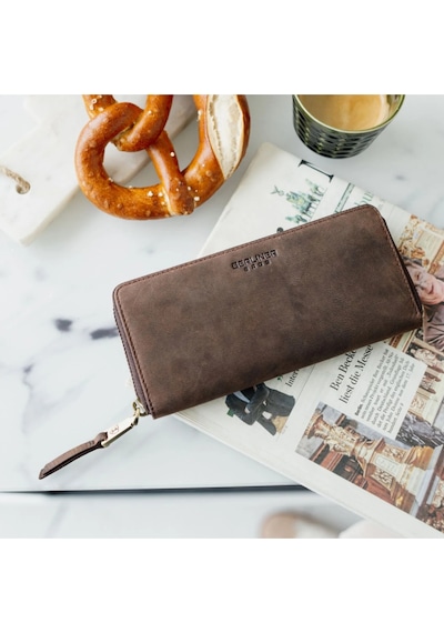 Berliner Bags Palma Rfıd Korumalı Deri Kadın Cüzdan Kartlık Telefon Bölmeli Espresso