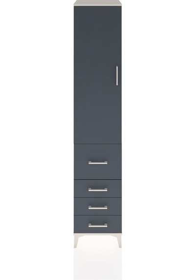 Hyperion Dolap 3 Raflı 4 Çekmeceli Tek Kapaklı 44x44x221 Aytaşı-antrasit Aytası