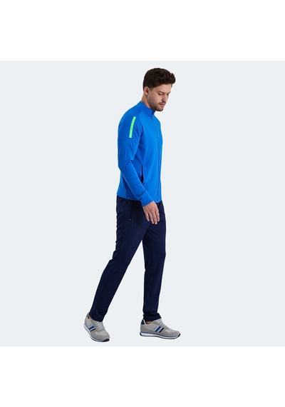 Slazenger RARELY Erkek Fermuarlı Dik Yaka Cepli Saks Mavi Eşofman Takımı