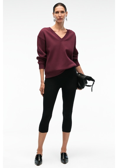 Grimelange ARINEL Kadın V Yaka Regular Fit Bordo Sweatshirt