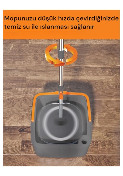 Moppak Mop Temizlik Seti Temiz Kirli Su Ayrımı Mikrofiber Kare Başlık