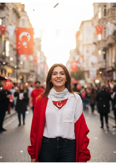 K.atatürk İmzalı Türk Bayrağı Desen Bandana/fular Kırmızı