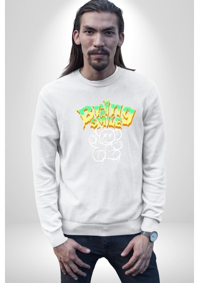 Beyin Gülüşü Unisex Beyaz Sweatshirt Beyaz