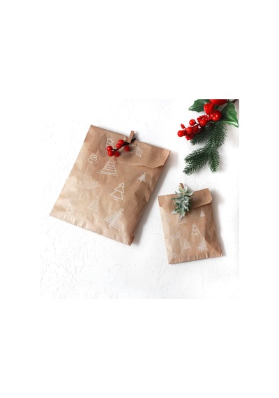 Çam Desenli Kese Kağıdı, Kraft 11x20-100 Adet