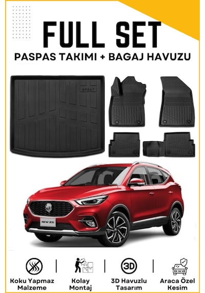 Mg Zs Elektirikli 2022-2023-2024-2025 Model Alt Birebir Uyumlu Bagaj Havuzu+paspas Seti