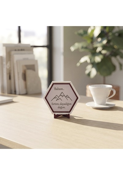 Sanatsal Dağ Ve Babam Yazılı Dekoratif Masaüstü Objesi, Modern Yaşam Alanları İçin Estetik Ve Şık Bir Seçenek 10x10 Cm, Yavru Ağzı