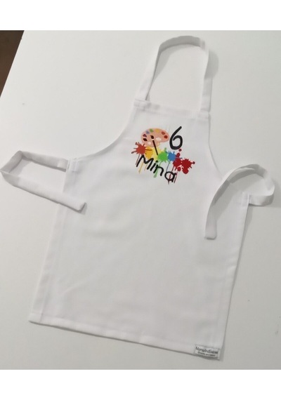 Moms And Babies Çocuk Resim Mutfak Ve Etkinlik Ana Okulu Önlüğü Su Tutmaz Kumaş İsme Özel Nakış Desenli 1 - 14 Yaş Beyaz