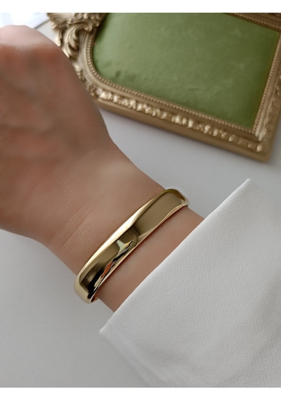 Lente Aksesuar Xuping Gold Kaplama Klasik Ajda Modeli Kadın Kelepçe Bilezik Altın - Gold