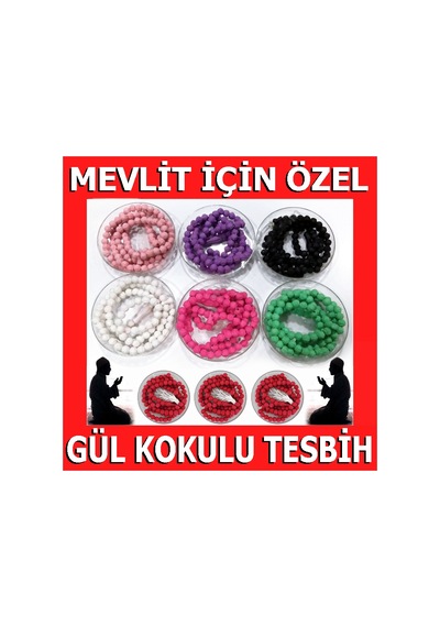 60 Adet Gül Kokulu Kutulu Tesbih Bebek Mevlüt Tespih