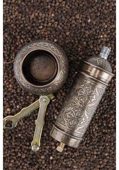 Ayrex Dmt Copper Home Antik Bakır Zamak El Yapımı Kahve Ve Baharat Değirmeni, Otantik Desenli, 22cm Yükseklik, 4.5c Genel