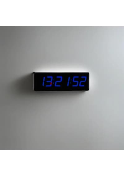 Saniyeli Dijital Led Duvar Ve Masa Saat Ve Derece - Mavi Kasa Ölçüsü: 12x35 Cm