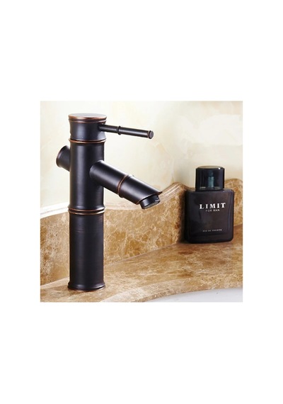 Rena Design Bambu Model Siyah Rustik Lavabo Bataryası Banyo Musluğu Mat Siyah Lavabo Armatür Otantik Görünüm