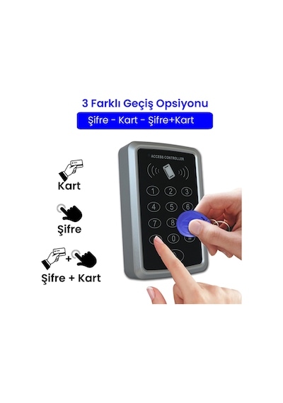 Sr-204 Em Kartlı Şifreli Geçiş Seti + Sr-550 Nc Fail Safe Kilit + Sr-300 Adaptör + 50 Adet Sr-600 H Rfıd Anahtarlık