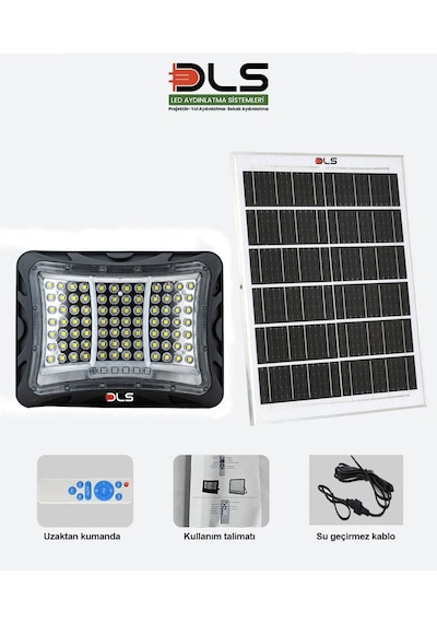 Dls 400w Güneş Enerjili Solar Led Projektör Harici Solar Panelli, 5 Metre Kablolu 502-400