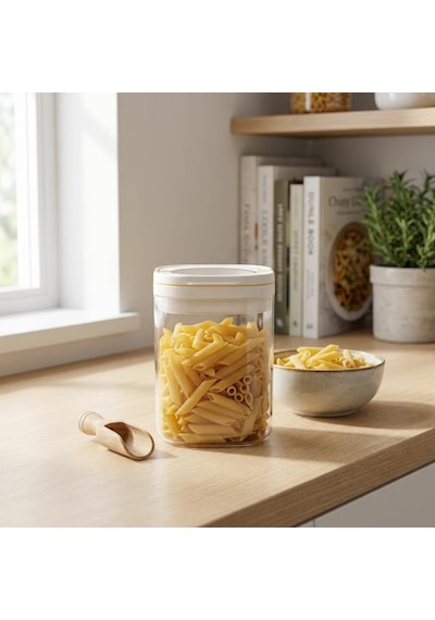 Vakum Kapaklı Kare Cam Erzak Kavanozu - Hava Almaz Şeffaf Mutfak Düzenleyici Bakliyat Ve Baharat Saklama Kabı Akrilik Değildir - 600ml / 900ml / 1200ml Seçenekli 900ml