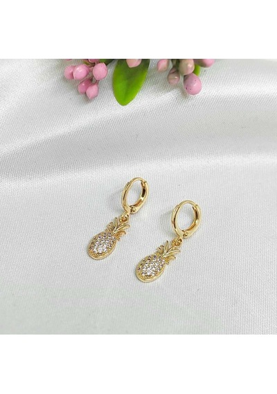 Ananas Model Zirkon Küpe Altın - 647363190 Altın