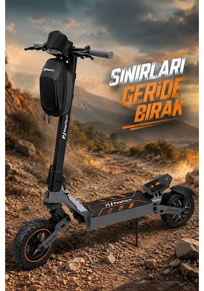 F1 Elektrikli Scooter 1000W Turuncu | Mobil Uygulama | Çift Amortisör | Uzun Menzil