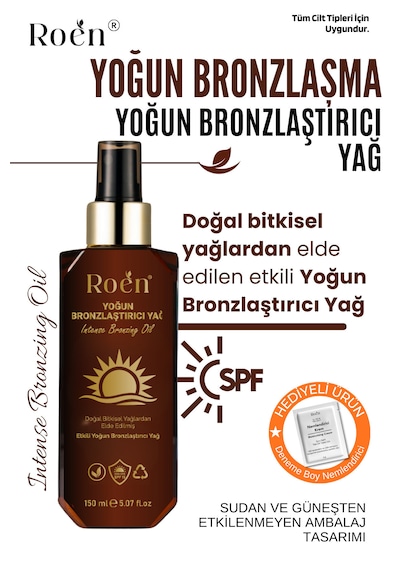 Yoğun Bronzlaştırıcı Yağ, Havuç Ve Hindistan Cevizi Içeren Güneşli Ve Güneşsiz Kullanım Spf15 150 Ml