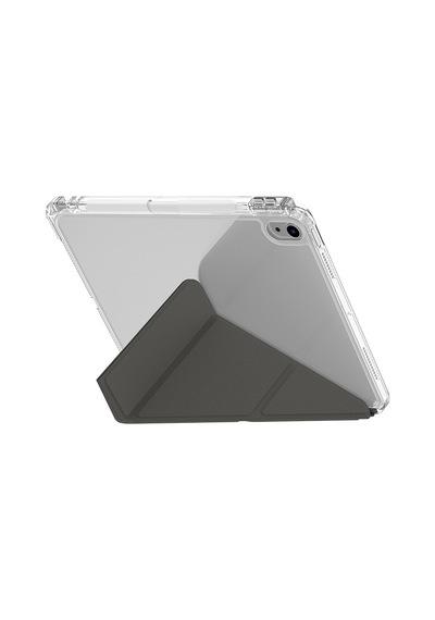 Apple Uyumlu iPad 11.nesil 2025 Kılıf Skinarma Kalemlikli Arkası Şeffaf Standlı Magnetik Zeta Kılıf Gri Kapaklı Kılıf