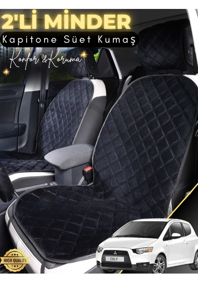 Mitsubishi Colt Uyumlu 2'li Süet Oto Koltuk Minderi Universal Hızlı Montaj Su Geçirmez A2 Siyah