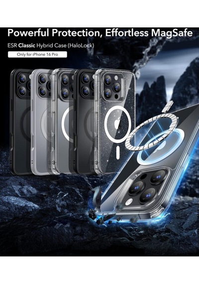 Esr Apple Uyumlu iPhone 16 Pro Halolock Magsafe Classic Hybrid Silikon Kılıf Buzlu Şeffaf