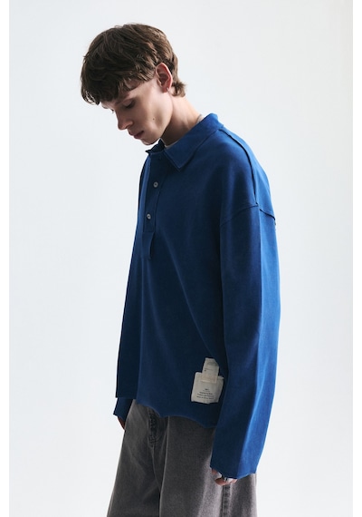 Vamos Relax Fit Polo Yaka Sweatshirt Indigo