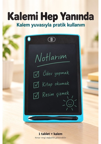 8,5 İnç Lcd Yazı Çizim Tableti Çocuk Eğitim Not Alma Tahtası Çok Renkli