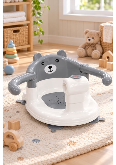Baby Home Cooki Önden Açılır Banyo Mama Oturağı Güvenli Kullanım Ve Rahat Oturma Alanı Gri