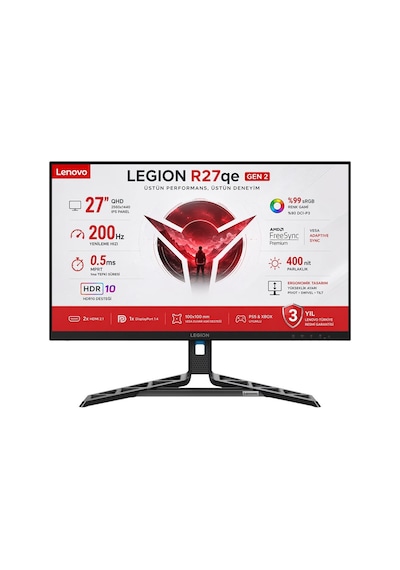 Lenovo Legion R27qe Gen 2 27" 0.5 Ms Mprt 200hz 2xhdmı-displayport Hdr10 Amd Freesync Premium Ips Panel Qhd 2560 X 1440 Pivot Gaming Monitör 68c7gac3tk